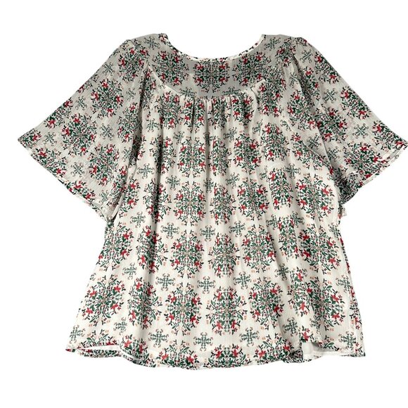 LOFT Womens LP White Split Neck Short Flutter Sleeve Pullover Chiffon Blouse - Picture 7 of 7